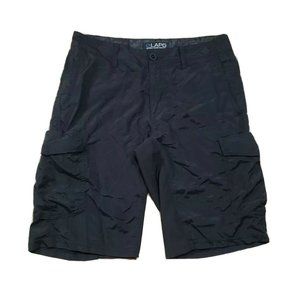 LAPG Mens Shorts 30" Black Rip-Stop 11 Pocket Nomad Cargo 11" Inseam Fast Drying